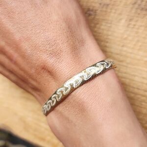 Vintage Flat Chain Snake Bracelet Gold Sterling Silver Mixed Metals
